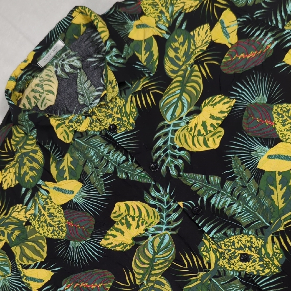 Coofandy‎ Hawaiian Shirt Tropical Leaf Floral Print Mens Short Sleeve Size XL